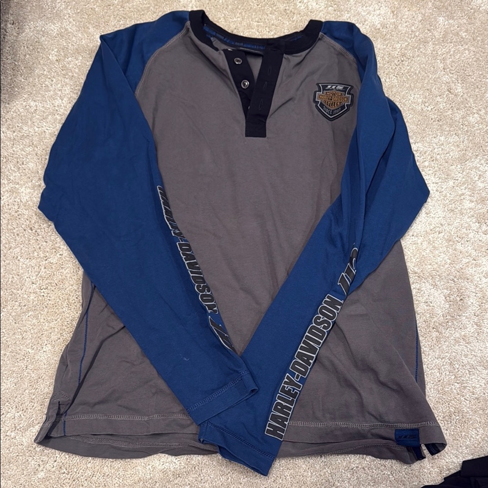 Harley-Davidson Blue and Gray Logo Shirt